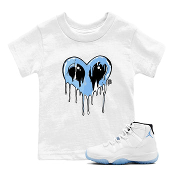 AJ11 Legend Blue Graphic shirts Heart Alien Valentine Gift shirts Air Jordan 11 Legend Blue best t-shirts to wear with jordans SNRT Sneaker Tees Youth Baby White 1 tee