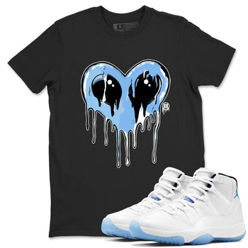 AJ11 Legend Blue Graphic shirts Heart Alien Valentine Gift shirts Air Jordan 11 Legend Blue best t-shirts to wear with jordans SNRT Sneaker Tees unisex cotton Black 1 shirts