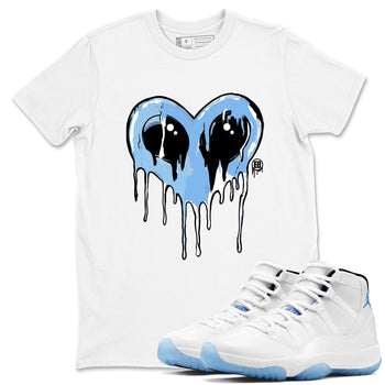 AJ11 Legend Blue Graphic shirts Heart Alien Valentine Gift shirts Air Jordan 11 Legend Blue best t-shirts to wear with jordans SNRT Sneaker Tees unisex cotton White 1 shirts