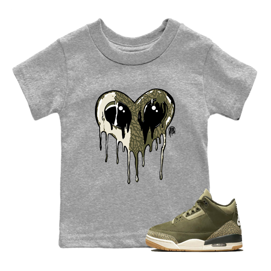 Sneaker match tees – Sneaker Tees To Match Air Jordan 3 Family Affair Shoes – Heart Alien Kids T-Shirt Heather Grey 1