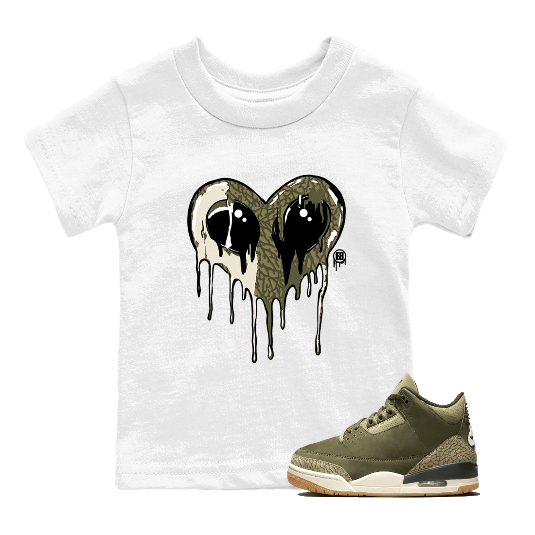 Sneaker match tees – Sneaker Tees To Match Air Jordan 3 Family Affair Shoes – Heart Alien Kids T-Shirt White 1