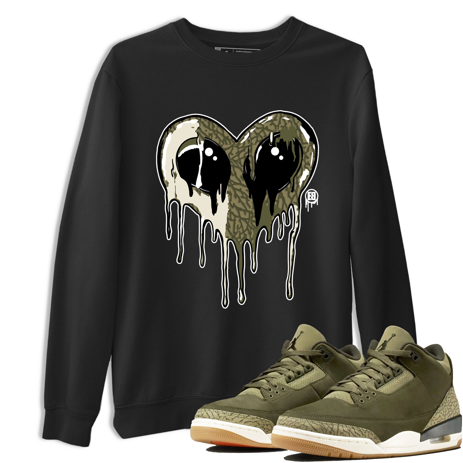Sneaker match tees – Sneaker Tees To Match Air Jordan 3 Family Affair Shoes – Heart Alien Tee Black 1