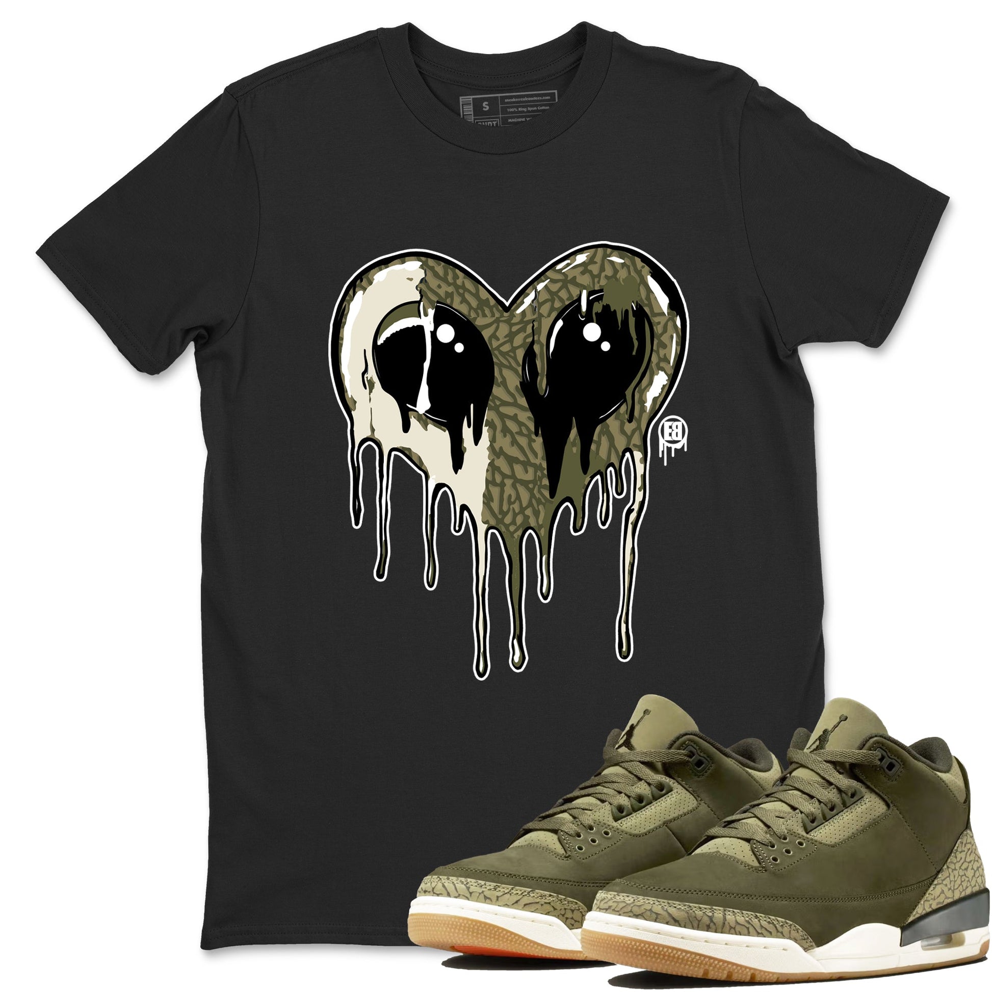Sneaker match tees – Sneaker Tees To Match Air Jordan 3 Family Affair Shoes – Heart Alien Tee Black 1
