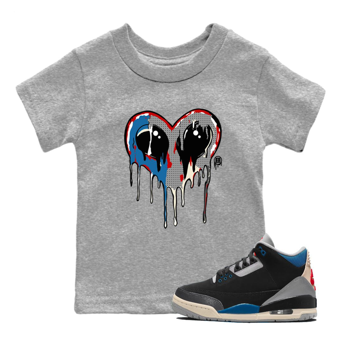 AJ3 Rare Air Graphic shirts Heart Alien Valentine Gift shirts Air Jordan 3 Rare Air best t-shirts to wear with jordans SNRT Sneaker Tees Youth Baby Heather Grey 1 tee