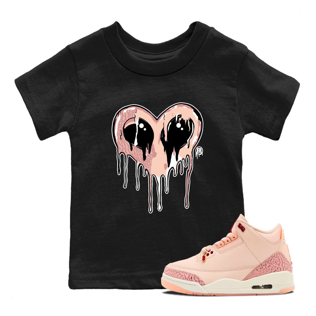 Air Jordan 3 Valentine's Day Graphic shirts Heart Alien Valentine Gift shirts Air Jordan 3 Washed Coral best t-shirts to wear with jordans SNRT Sneaker Tees Youth Baby Black 1 tee