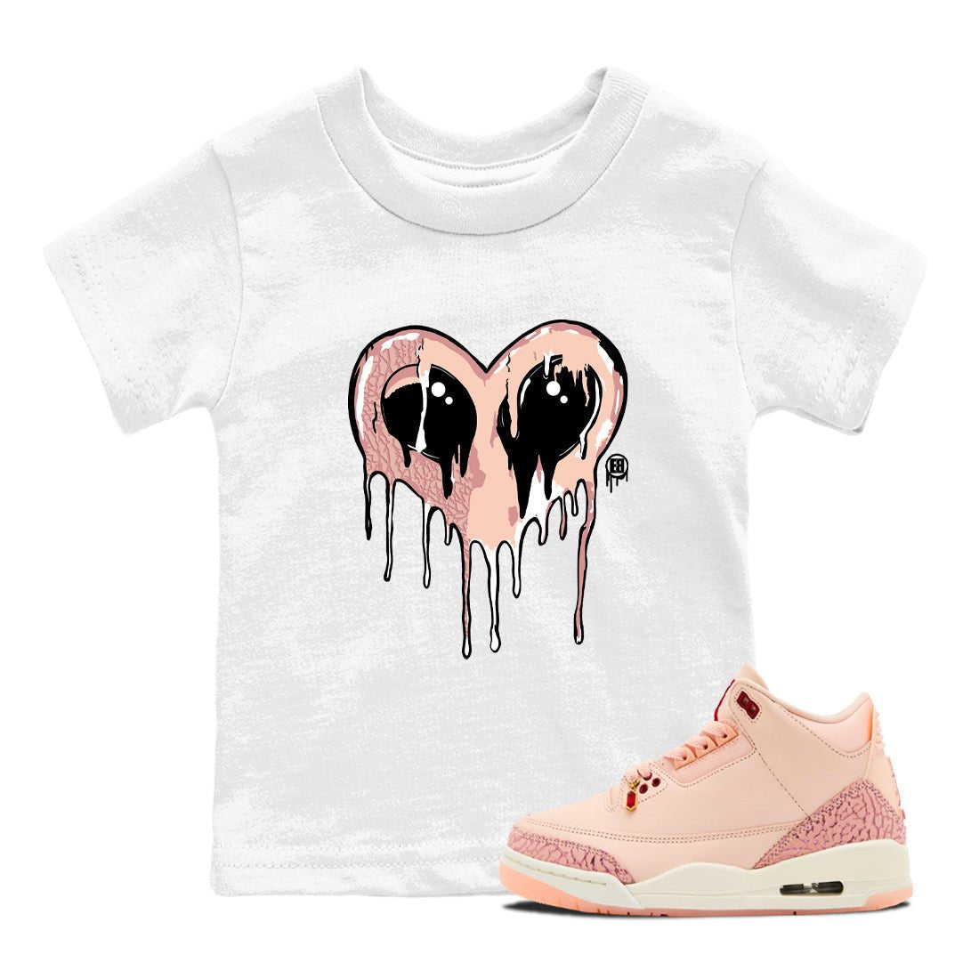 Air Jordan 3 Valentine's Day Graphic shirts Heart Alien Valentine Gift shirts Air Jordan 3 Washed Coral best t-shirts to wear with jordans SNRT Sneaker Tees Youth Baby White 1 tee