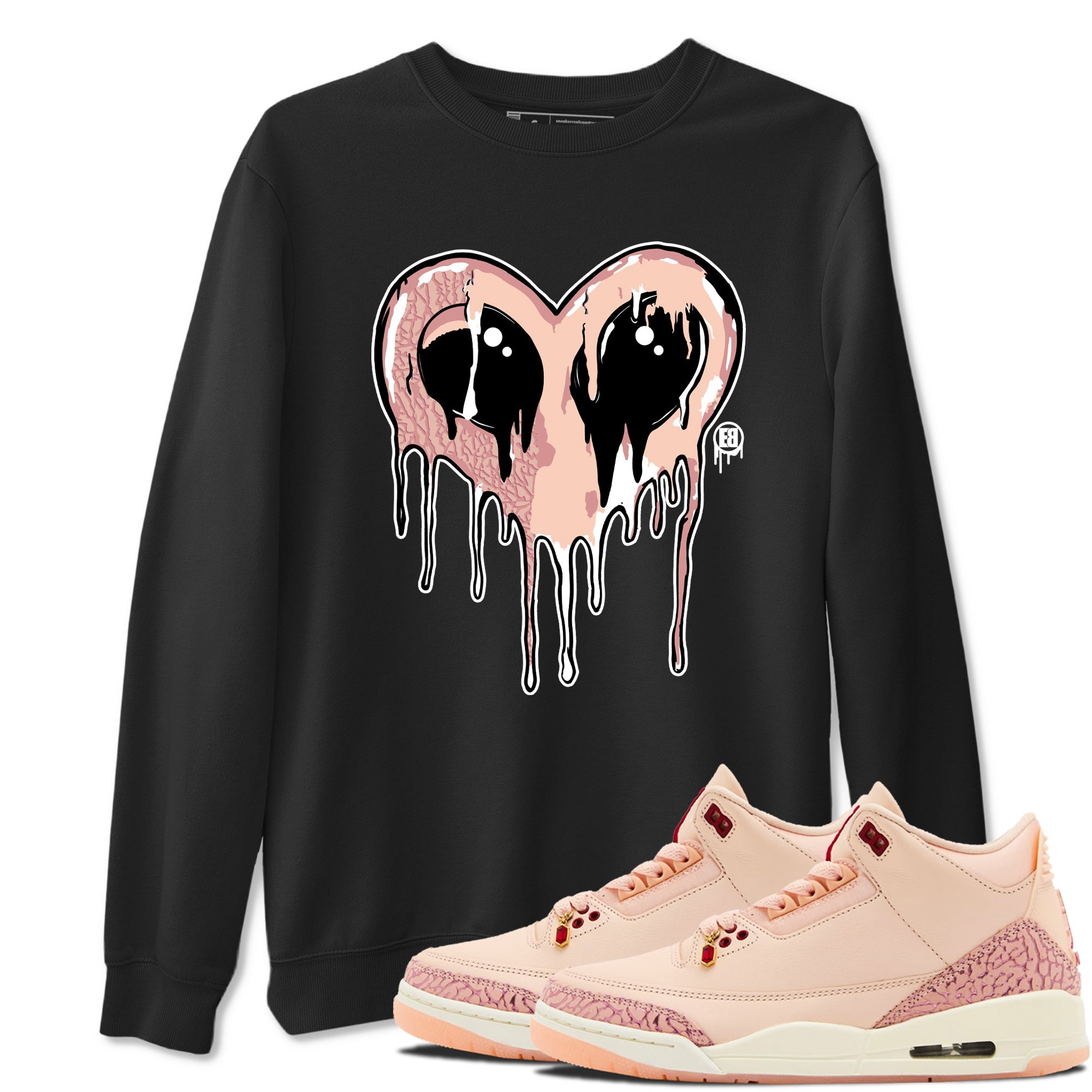 Air Jordan 3 Valentine's Day Graphic shirts Heart Alien Valentine Gift shirts Air Jordan 3 Washed Coral best t-shirts to wear with jordans SNRT Sneaker Tees unisex cotton Black 1 shirts