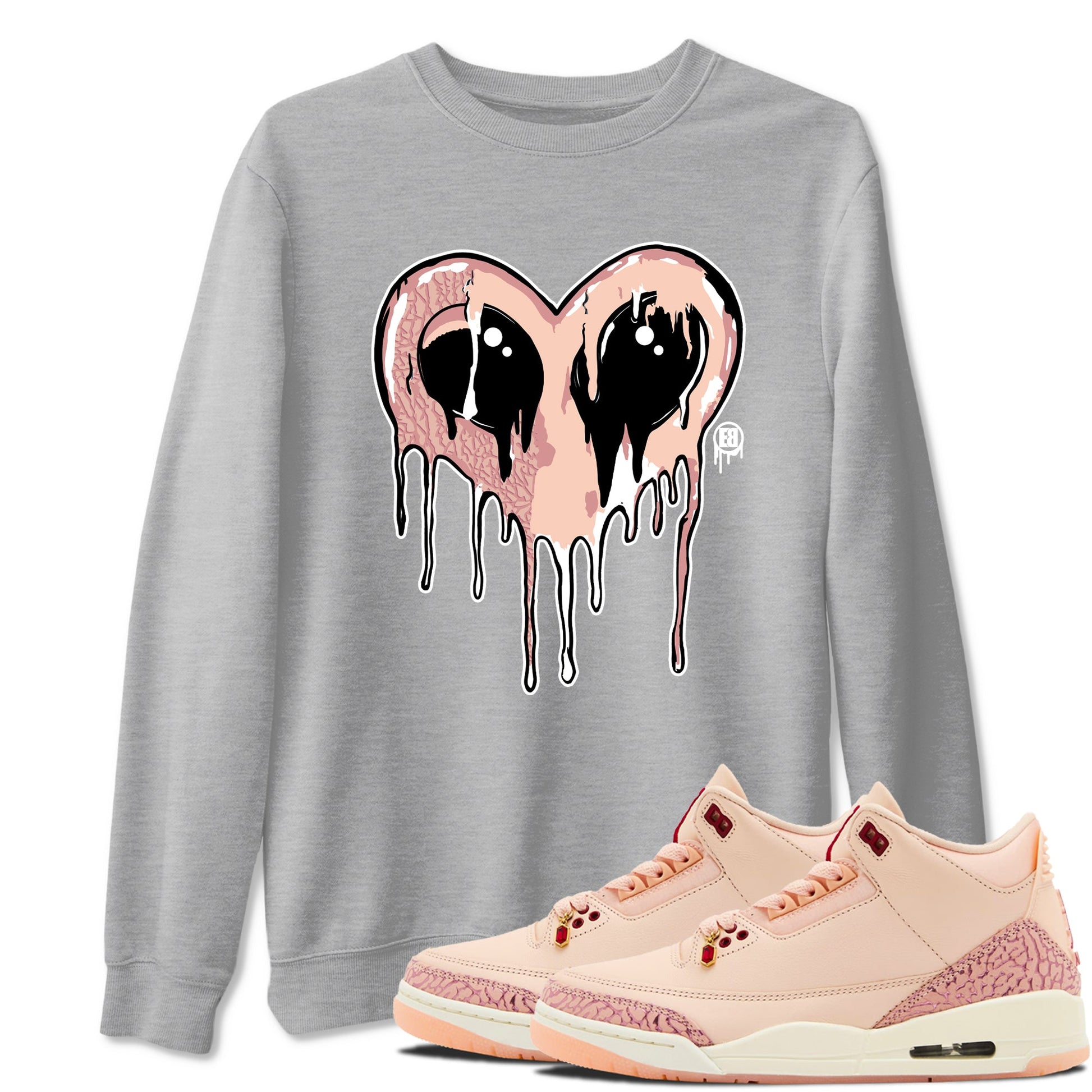 Air Jordan 3 Valentine's Day Graphic shirts Heart Alien Valentine Gift shirts Air Jordan 3 Washed Coral best t-shirts to wear with jordans SNRT Sneaker Tees unisex cotton Heather Grey 1 shirts