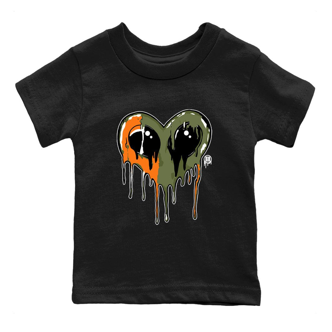 Sneaker match tees – Sneaker Tees To Match Undefeated inspired colorways Air Jordan 4 OG Olive Shoes  – Heart Alien Kids T-Shirt Black 2