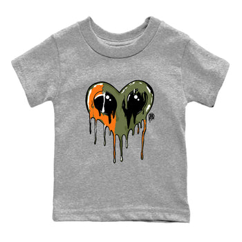 Sneaker match tees – Sneaker Tees To Match Undefeated inspired colorways Air Jordan 4 OG Olive Shoes  – Heart Alien Kids T-Shirt Heather Grey 2