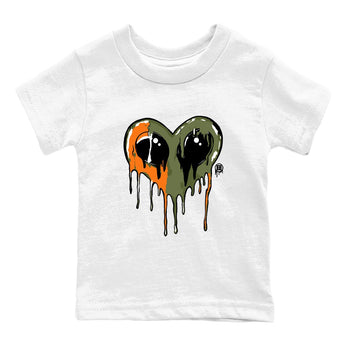 Sneaker match tees – Sneaker Tees To Match Undefeated inspired colorways Air Jordan 4 OG Olive Shoes  – Heart Alien Kids T-Shirt White 2