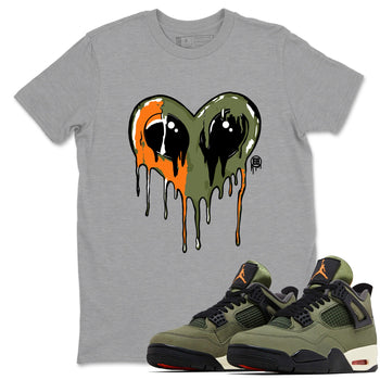 Sneaker match tees – Sneaker Tees To Match Undefeated inspired colorways Air Jordan 4 OG Olive Shoes  – Heart Alien Tee Heather Grey 1