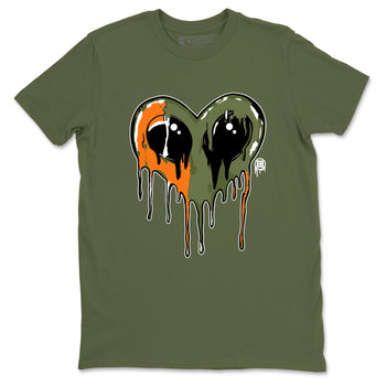 Sneaker match tees – Sneaker Tees To Match Undefeated inspired colorways Air Jordan 4 OG Olive Shoes  – Heart Alien Tee Military Green 2