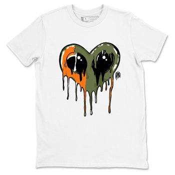 Sneaker match tees – Sneaker Tees To Match Undefeated inspired colorways Air Jordan 4 OG Olive Shoes  – Heart Alien Tee White 2
