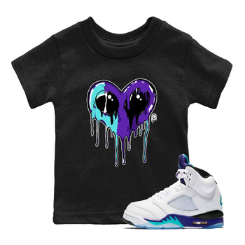 Air Jordan 5 Grape Graphic shirts Heart Alien Valentine Gift shirts 5 Retro Grape best t-shirts to wear with jordans SNRT Sneaker Tees Youth Baby Black 1 tee