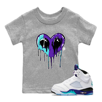 Air Jordan 5 Grape Graphic shirts Heart Alien Valentine Gift shirts 5 Retro Grape best t-shirts to wear with jordans SNRT Sneaker Tees Youth Baby Heather Grey 1 tee