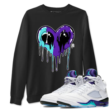 Air Jordan 5 Grape Graphic shirts Heart Alien Valentine Gift shirts 5 Retro Grape best t-shirts to wear with jordans SNRT Sneaker Tees unisex cotton Black 1 shirts