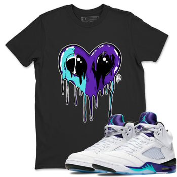 Air Jordan 5 Grape Graphic shirts Heart Alien Valentine Gift shirts 5 Retro Grape best t-shirts to wear with jordans SNRT Sneaker Tees unisex cotton Black 1 shirts