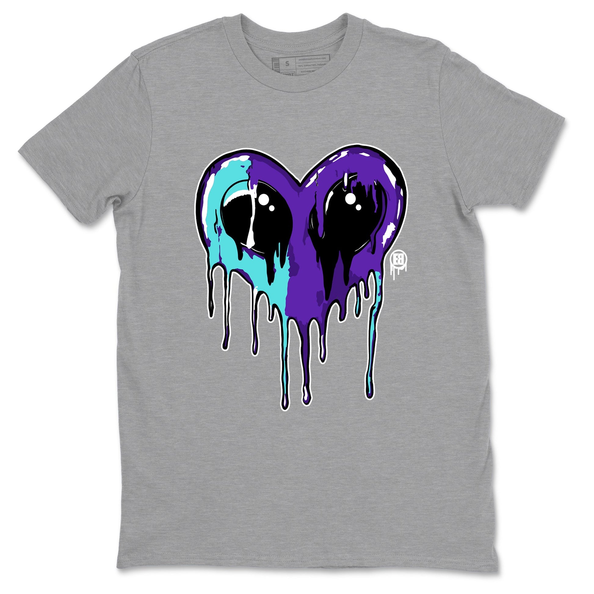Air Jordan 5 Grape Graphic shirts Heart Alien Valentine Gift shirts 5 Retro Grape best t-shirts to wear with jordans SNRT Sneaker Tees unisex cotton Heather Grey 2 shirts