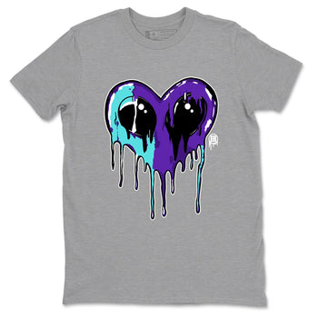 Air Jordan 5 Grape Graphic shirts Heart Alien Valentine Gift shirts 5 Retro Grape best t-shirts to wear with jordans SNRT Sneaker Tees unisex cotton Heather Grey 2 shirts