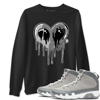 Air Jordan 9 Cool Grey Graphic shirts Heart Alien Valentine Gift shirts Air Jordan 9 Cool Grey best t-shirts to wear with jordans SNRT Sneaker Tees unisex cotton Black 1 shirts