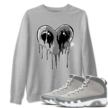Air Jordan 9 Cool Grey Graphic shirts Heart Alien Valentine Gift shirts Air Jordan 9 Cool Grey best t-shirts to wear with jordans SNRT Sneaker Tees unisex cotton Heather Grey 1 shirts