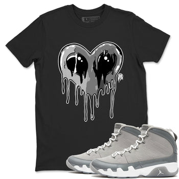 Air Jordan 9 Cool Grey Graphic shirts Heart Alien Valentine Gift shirts Air Jordan 9 Cool Grey best t-shirts to wear with jordans SNRT Sneaker Tees unisex cotton Black 1 shirts