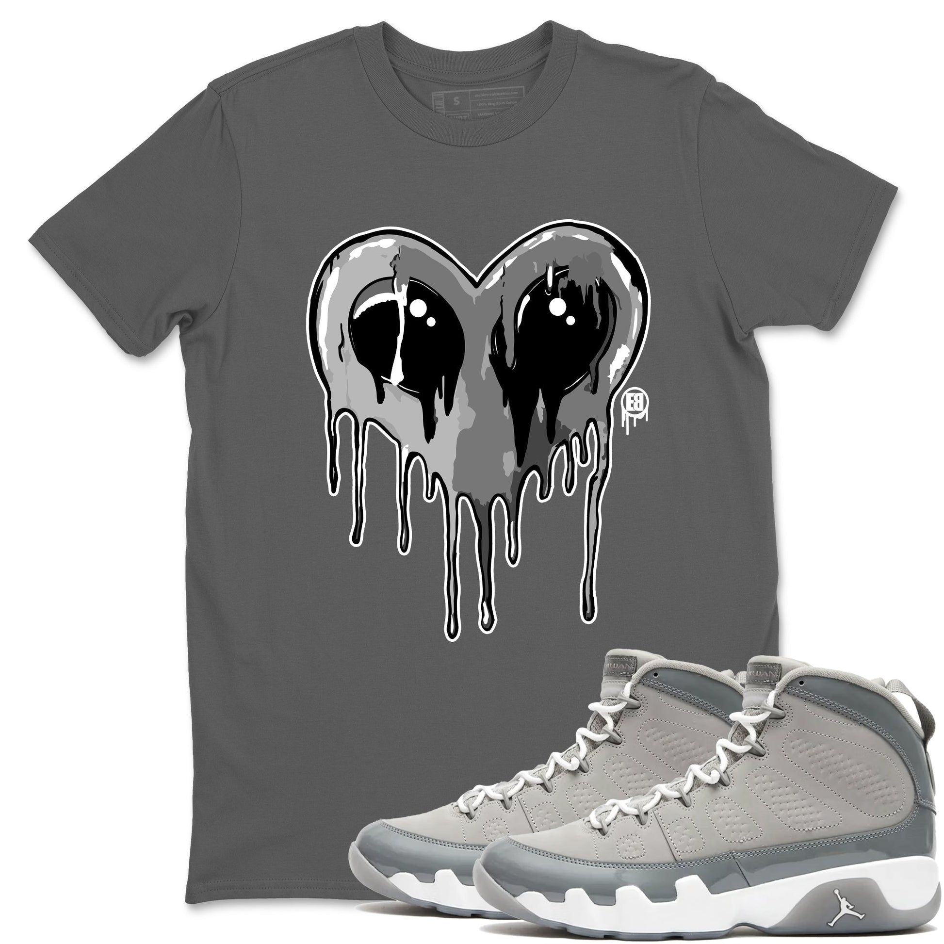 Air Jordan 9 Cool Grey Graphic shirts Heart Alien Valentine Gift shirts Air Jordan 9 Cool Grey best t-shirts to wear with jordans SNRT Sneaker Tees unisex cotton Cool Grey 1 shirts