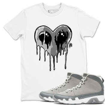 Air Jordan 9 Cool Grey Graphic shirts Heart Alien Valentine Gift shirts Air Jordan 9 Cool Grey best t-shirts to wear with jordans SNRT Sneaker Tees unisex cotton White 1 shirts
