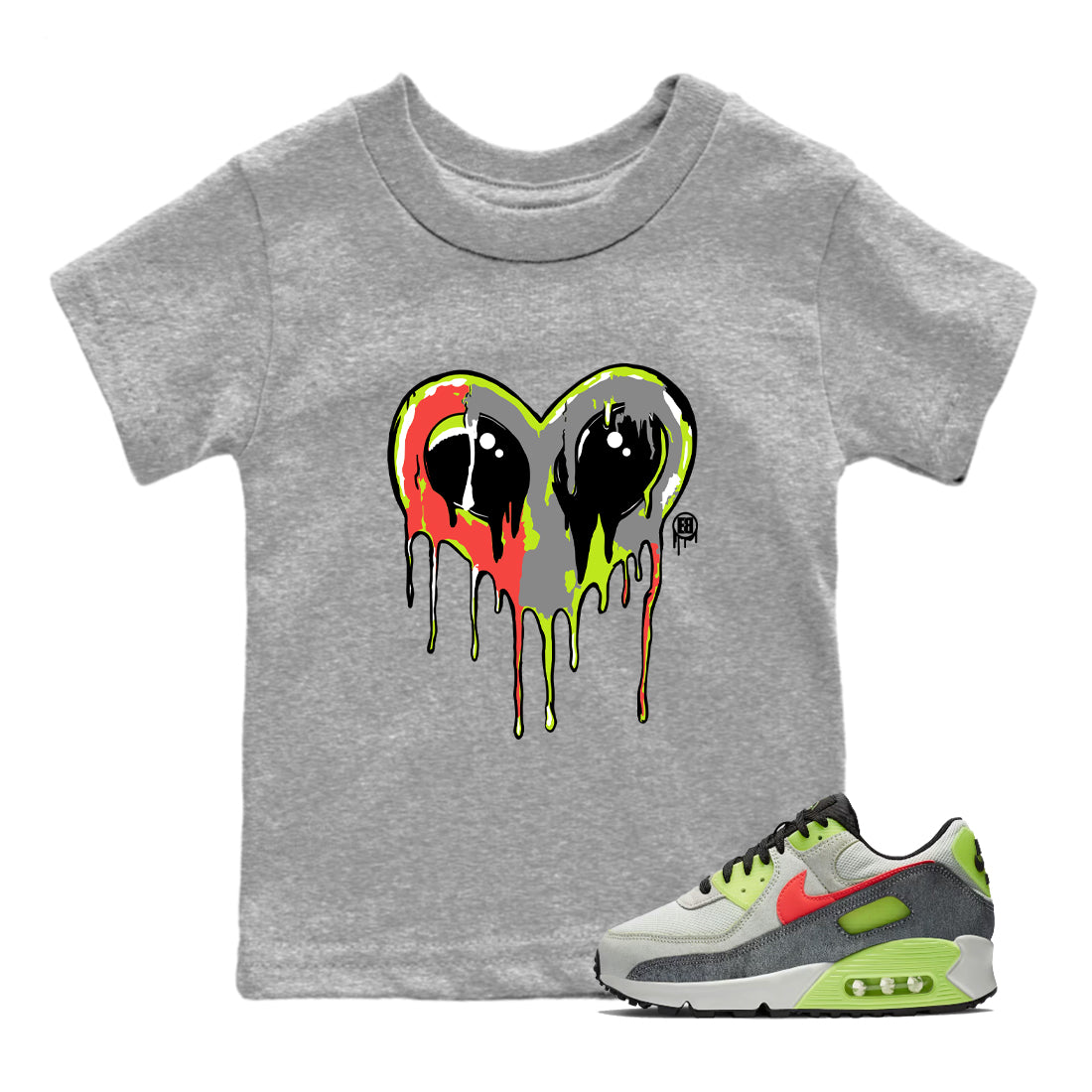 Sneaker Threads – Sneaker Tees To Match Air Max 90 Spruce Aura and Ghost Green – Heart Alien Youth Graphic Tee Heather Grey 1. Perfect for Jordan releases 2025 colorways.