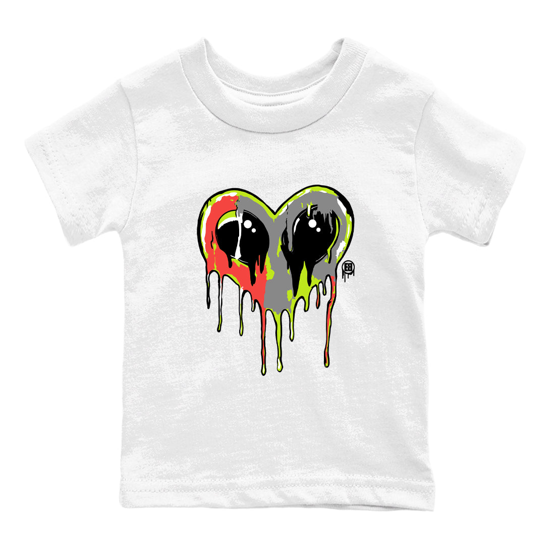 Sneaker Threads – Sneaker Tees To Match Air Max 90 Spruce Aura and Ghost Green – Heart Alien Youth Graphic Tee White 2. Perfect for Jordan releases 2025 colorways.