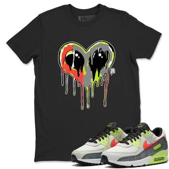 Sneaker Threads – Sneaker Tees To Match Air Max 90 Spruce Aura and Ghost Green – Heart Alien Graphic Tee Black 1. Perfect for Jordan releases 2025 colorways.