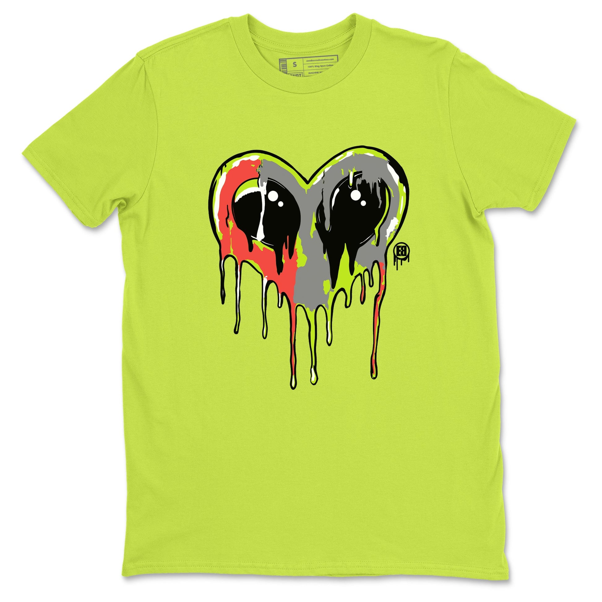 Sneaker Threads – Sneaker Tees To Match Air Max 90 Spruce Aura and Ghost Green – Heart Alien Graphic Tee Safety Green 2. Perfect for Jordan releases 2025 colorways.