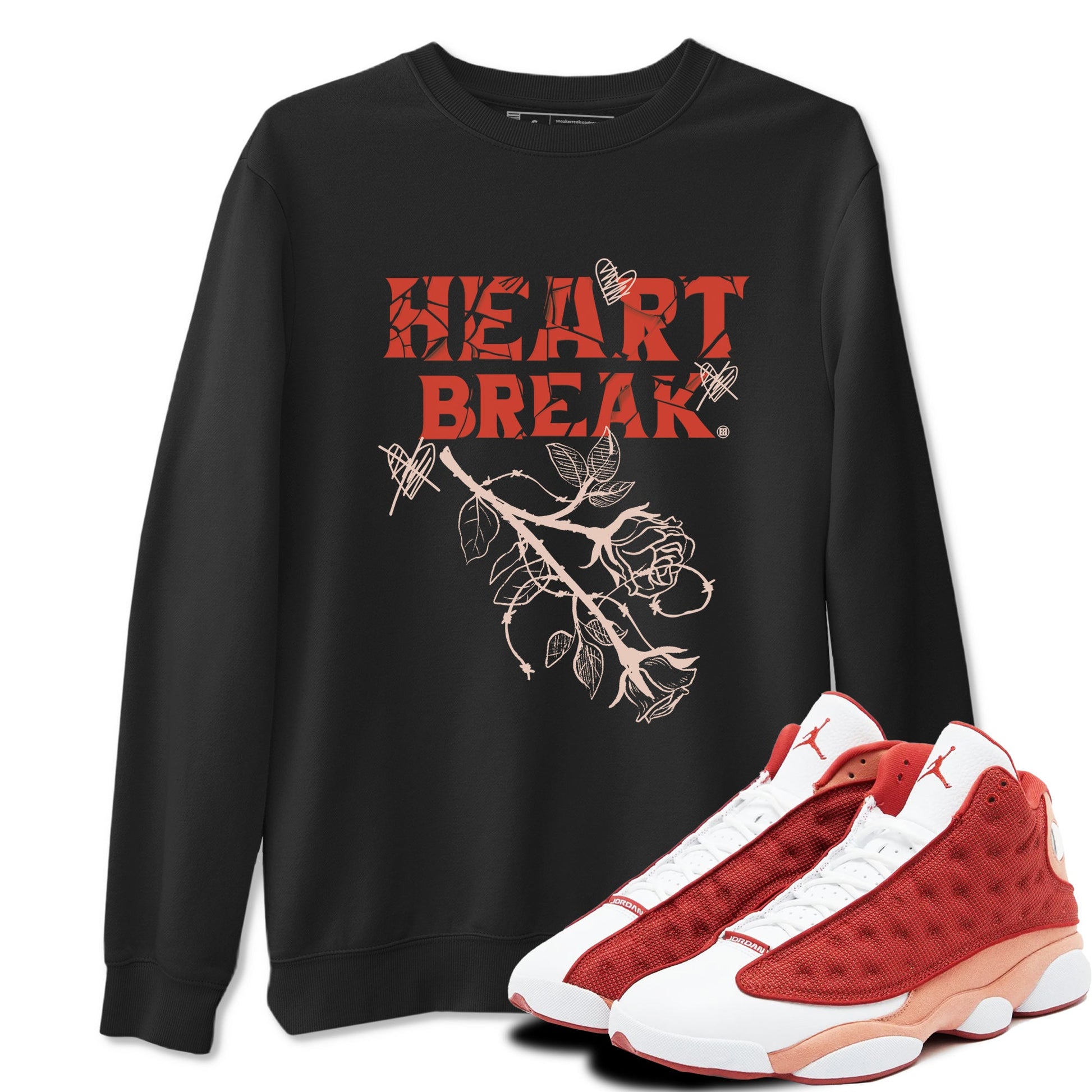 Air Jordan 13 Dune Red shirts to match jordans Heart Break sneaker match tees AJ13 Dune Red Sneaker Shirts SNRT Sneaker Tees streetwear brand Black 1 unisex cotton tee