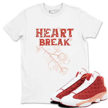 Air Jordan 13 Dune Red shirts to match jordans Heart Break sneaker match tees AJ13 Dune Red Sneaker Shirts SNRT Sneaker Tees streetwear brand White 1 unisex cotton tee