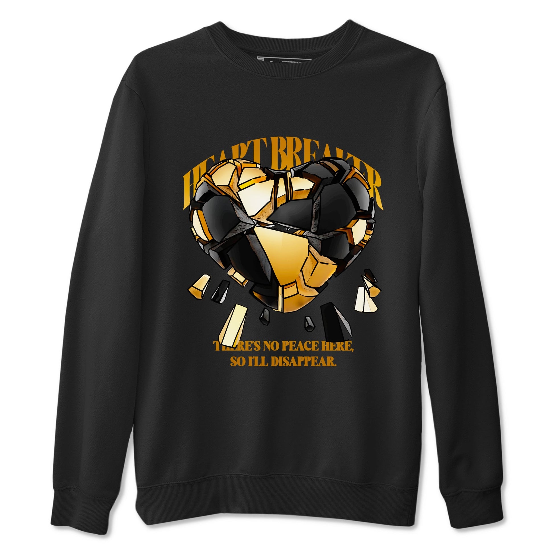 1s Black Metallic Gold shirts to match jordans Heart Breaker sneaker match tees Air Jordan 1 Black Metallic Gold SNRT Sneaker Tees streetwear brand Black 2 unisex cotton tee