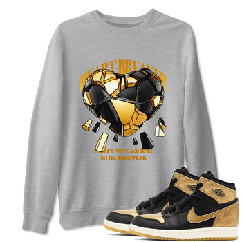 1s Black Metallic Gold shirts to match jordans Heart Breaker sneaker match tees Air Jordan 1 Black Metallic Gold SNRT Sneaker Tees streetwear brand Heather Grey 1 unisex cotton tee