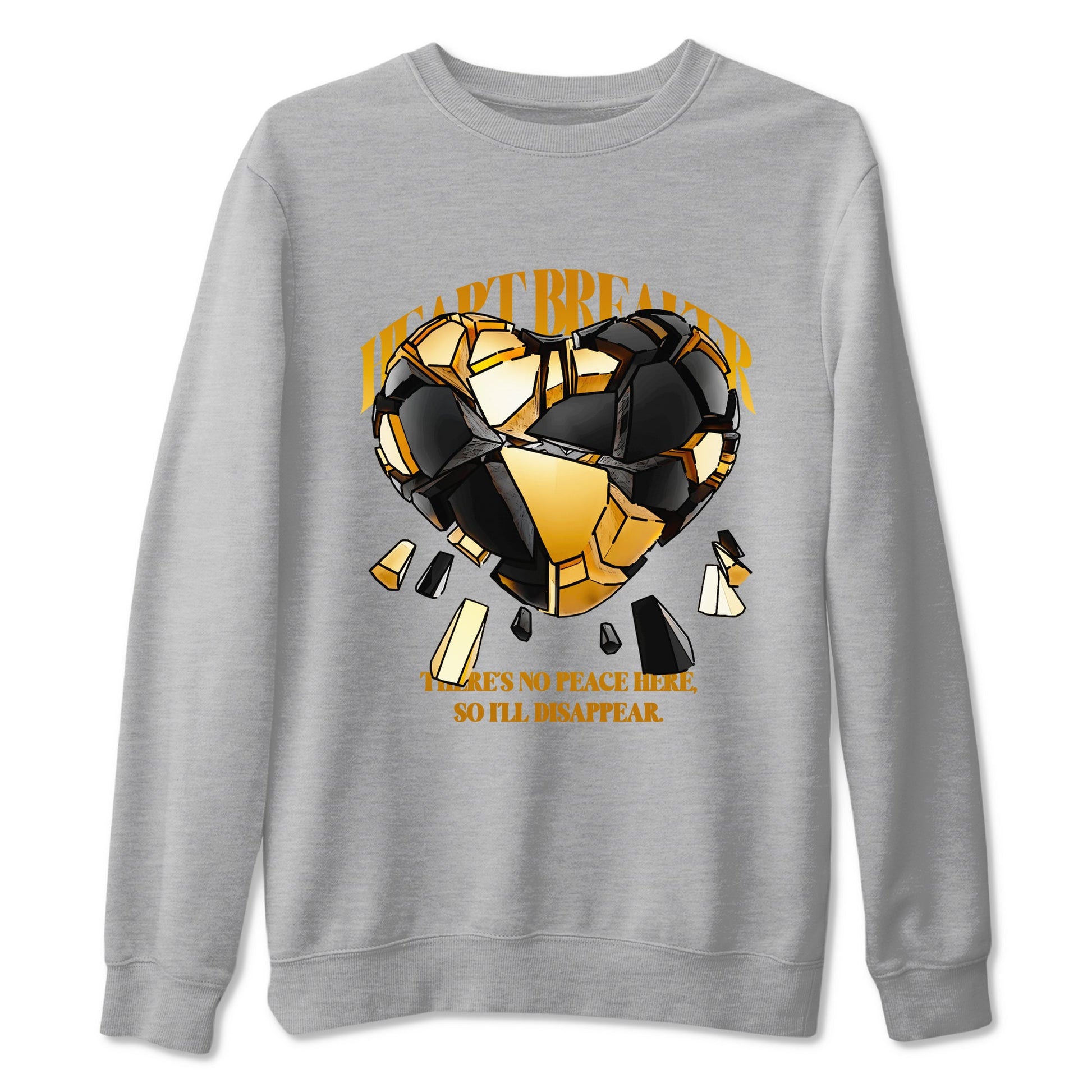 1s Black Metallic Gold shirts to match jordans Heart Breaker sneaker match tees Air Jordan 1 Black Metallic Gold SNRT Sneaker Tees streetwear brand Heather Grey 2 unisex cotton tee