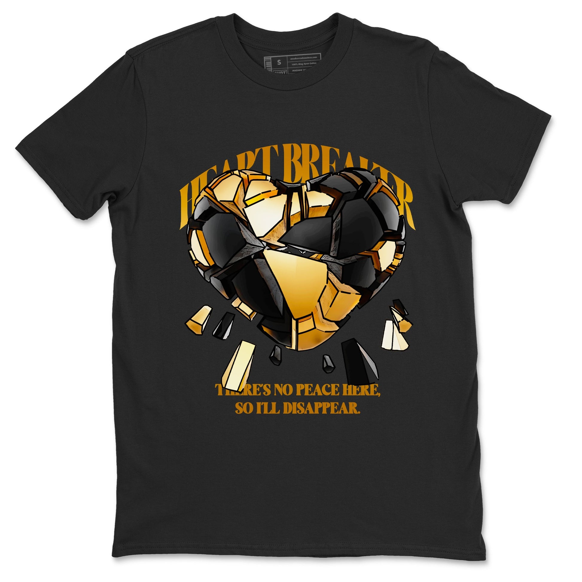 1s Black Metallic Gold shirts to match jordans Heart Breaker sneaker match tees Air Jordan 1 Black Metallic Gold SNRT Sneaker Tees streetwear brand Black 2 unisex cotton tee