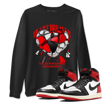 1s Black Toe Reimagined shirts to match jordans Heart Breaker best t shirts to wear with jordans AJ1 High OG Black Toe Reimagined match shoes to clothes SNRT Sneaker Tees unisex cotton Black 1 shirts