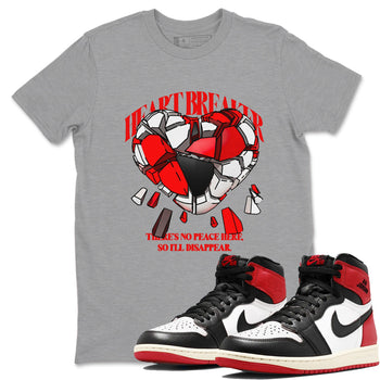 1s Black Toe Reimagined shirts to match jordans Heart Breaker best t shirts to wear with jordans AJ1 High OG Black Toe Reimagined match shoes to clothes SNRT Sneaker Tees unisex cotton Heather Grey 1 shirts