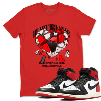 1s Black Toe Reimagined shirts to match jordans Heart Breaker best t shirts to wear with jordans AJ1 High OG Black Toe Reimagined match shoes to clothes SNRT Sneaker Tees unisex cotton Red 1 shirts