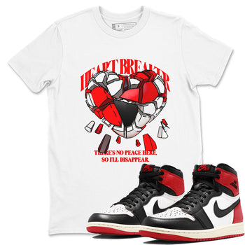 1s Black Toe Reimagined shirts to match jordans Heart Breaker best t shirts to wear with jordans AJ1 High OG Black Toe Reimagined match shoes to clothes SNRT Sneaker Tees unisex cotton White 1 shirts