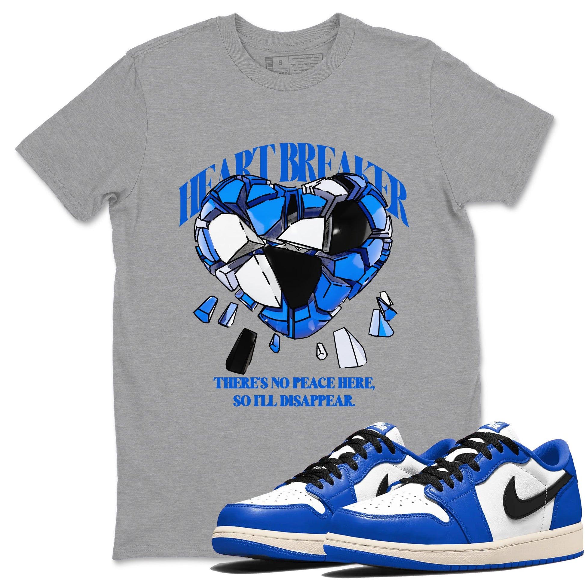 AJ1 Game Royal shirt to match jordans Heart Breaker sneaker tees Air Jordan 1 Game Royal SNRT Sneaker Release Tees unisex cotton Heather Grey 1 crew neck shirt