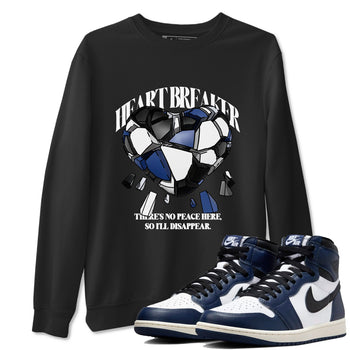 1s Midnight Navy shirts to match jordans Heart Breaker sneaker match tees Air Jordan 1 Midnight Navy match shoes to clothes SNRT Sneaker Tees unisex cotton Black 1 shirts