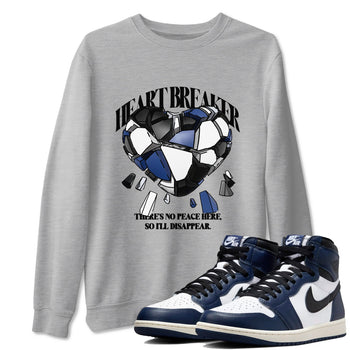 1s Midnight Navy shirts to match jordans Heart Breaker sneaker match tees Air Jordan 1 Midnight Navy match shoes to clothes SNRT Sneaker Tees unisex cotton Heather Grey 1 shirts