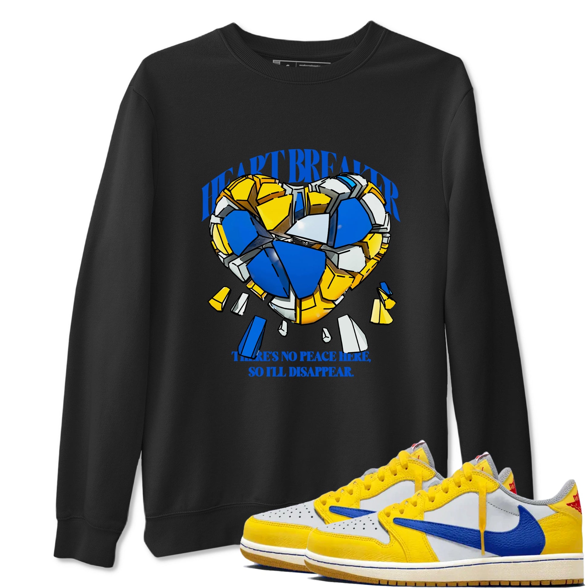 1s Travis Scott Canary shirt to match jordans Heart Breaker sneaker tees Air Jordan 1 Travis Scott Canary SNRT Sneaker Release Tees unisex cotton Black 1 crew neck shirt
