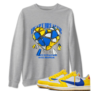 1s Travis Scott Canary shirt to match jordans Heart Breaker sneaker tees Air Jordan 1 Travis Scott Canary SNRT Sneaker Release Tees unisex cotton Heather Grey 1 crew neck shirt