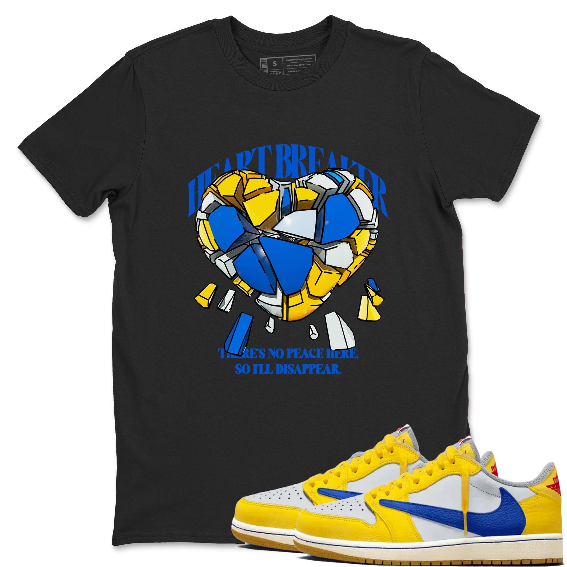 1s Travis Scott Canary shirt to match jordans Heart Breaker sneaker tees Air Jordan 1 Travis Scott Canary SNRT Sneaker Release Tees unisex cotton Black 1 crew neck shirt