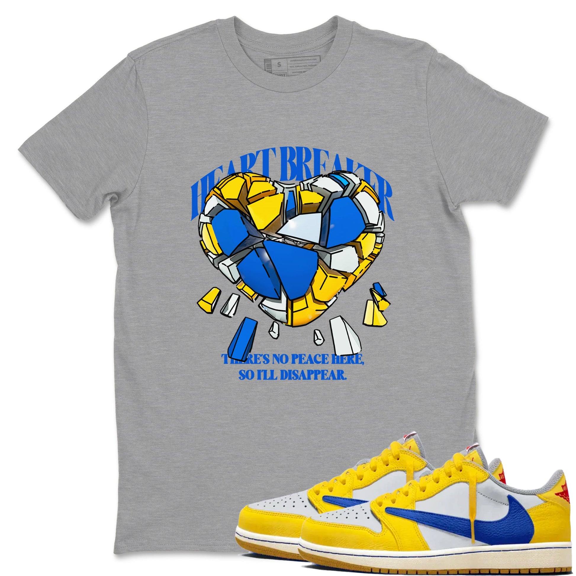 1s Travis Scott Canary shirt to match jordans Heart Breaker sneaker tees Air Jordan 1 Travis Scott Canary SNRT Sneaker Release Tees unisex cotton Heather Grey 1 crew neck shirt